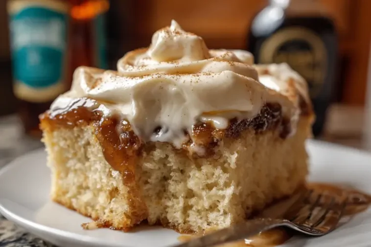 Cinnamon Roll Poke Cake Freshly Baked and Ready to Serve