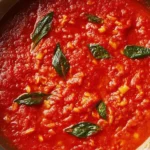 Classic Marinara Sauce in a Bowl with Fresh Basil