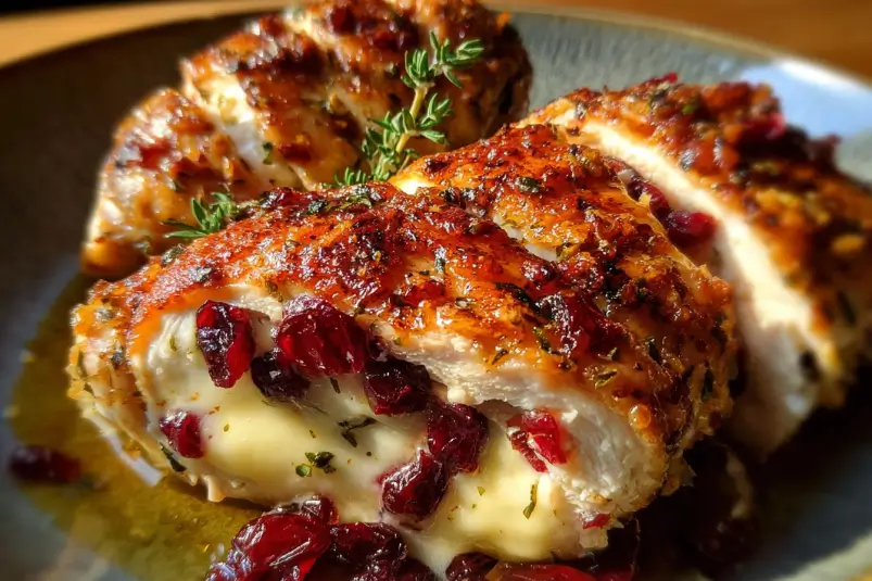 Cranberry Brie Stuffed Chicken: Delicious & Easy Recipe 3 Cranberry Brie Stuffed Chicken Ready to Serve