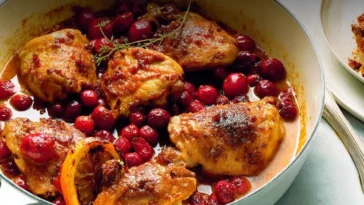 Cranberry-Orange Chicken Ready for Serving