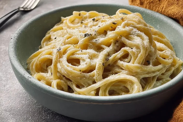 Creamy Garlic Pasta Ready to Serve