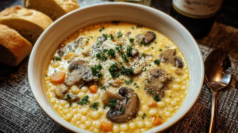 Creamy Mushroom & Pearl Couscous Soup - Comfort in a Bowl