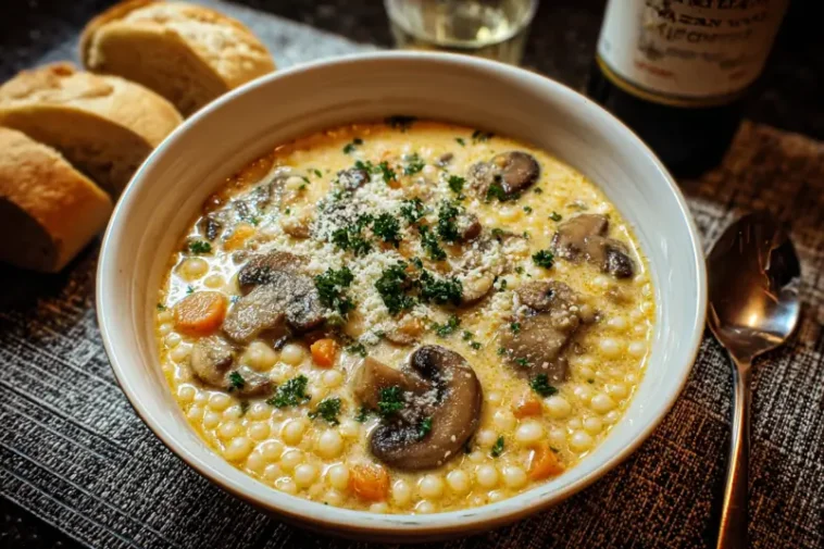 Creamy Mushroom & Pearl Couscous Soup - Comfort in a Bowl