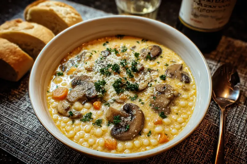 Creamy Mushroom & Pearl Couscous Soup Recipe: A Cozy Delight 3 Creamy Mushroom & Pearl Couscous Soup - Comfort in a Bowl