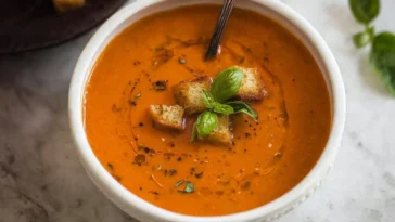 Creamy Tomato Basil Soup in a Bowl