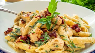 Creamy Tuscan Chicken Pasta Just Plated