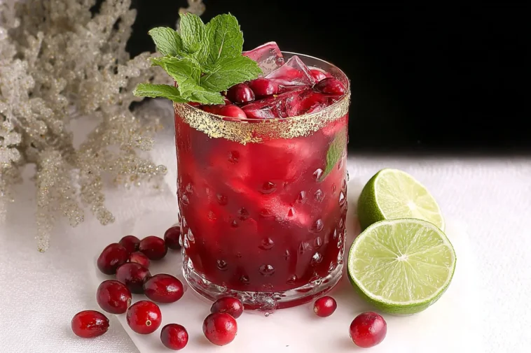 Colorful Easy Holiday Mocktail in Festive Glasses