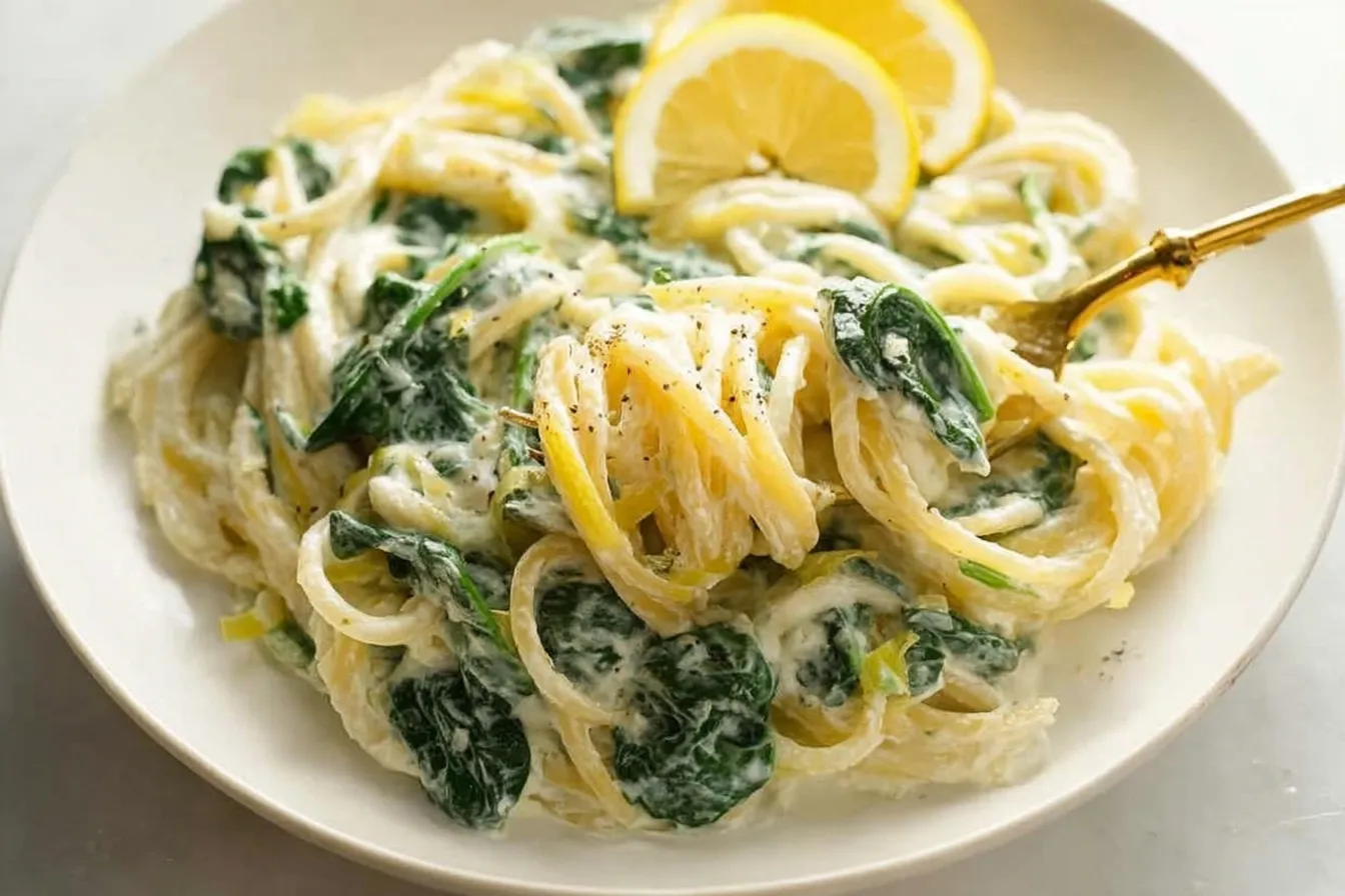 EASY LEMON RICOTTA PASTA & SPINACH - Delicious Dish Photo