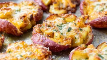 Crispy Easy Roasted Smashed Potatoes with CHEESE