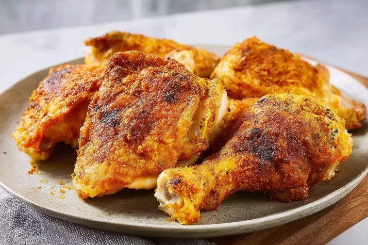 Easy Shake and Bake Chicken on a Serving Platter