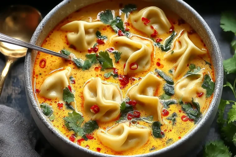 Delicious Easy Thai Coconut Curry Dumpling Soup