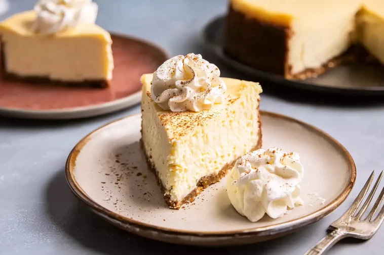 Eggnog Cheesecake Slice on Plate