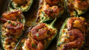 Fiery Cajun Shrimp Stuffed Jalapeños Ready to Serve