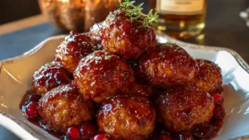 Harvest Turkey Meatballs with Cranberry Glaze - Festive Treat