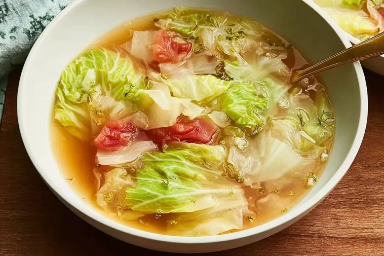 Healing Cabbage Soup in a Bowl Featuring Fresh Ingredients