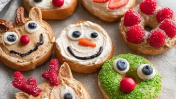 Holiday Bagel Faces: Snowman, Reindeer & Wreath Ideas