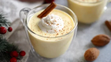 Homemade Eggnog in a Vintage Glass