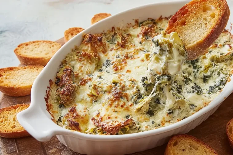 Delicious Hot Spinach Artichoke Dip Served Warm