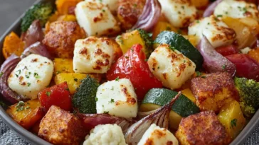 Irresistible Sheet Pan Halloumi and Veggies Ready to Serve