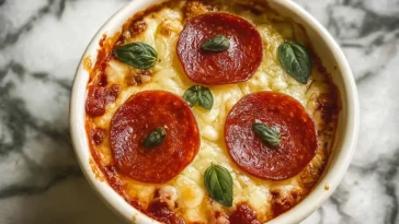 Melt-in-Your-Mouth Low-Carb Cottage Cheese Pizza Bowls on Plate