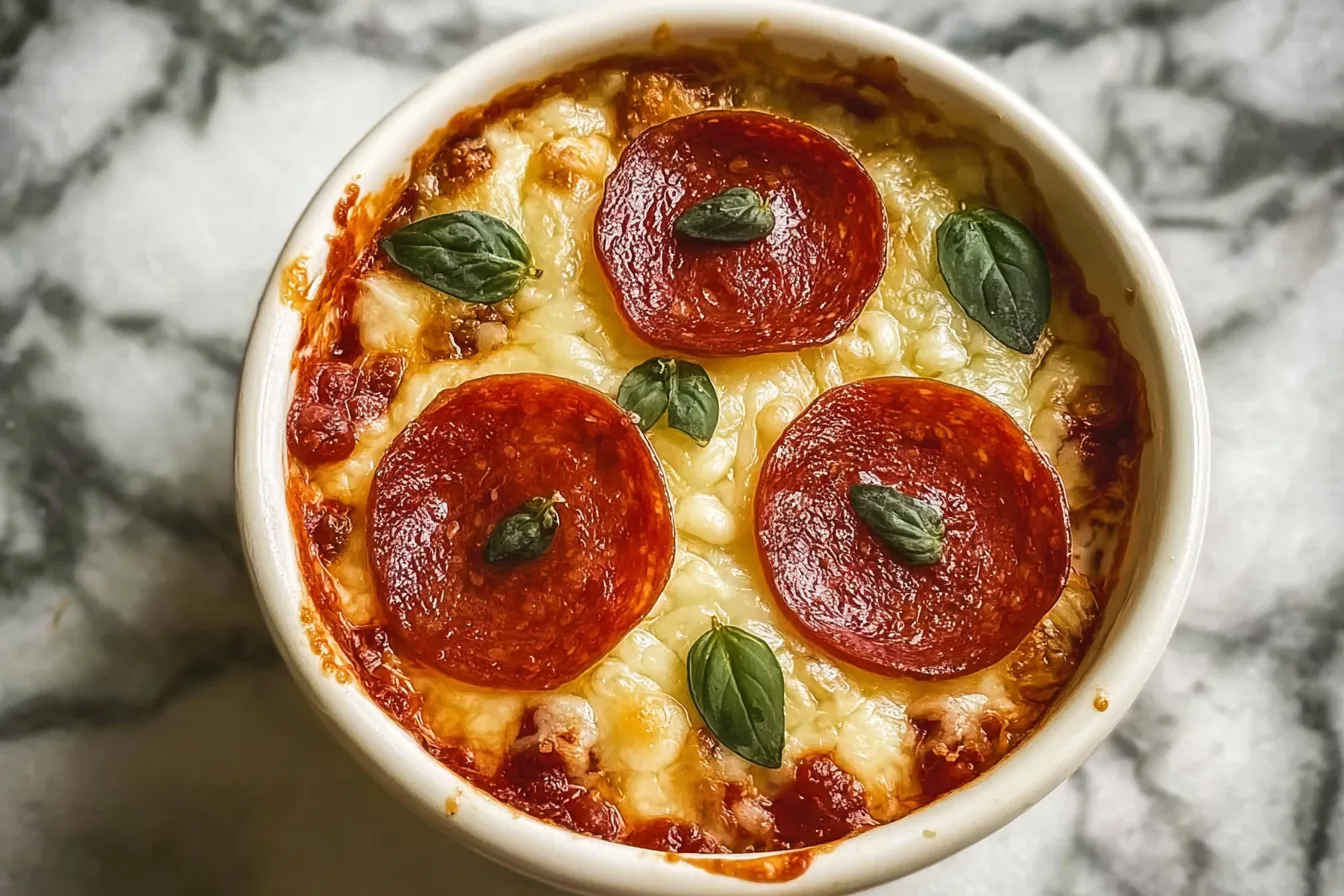 Melt-in-Your-Mouth Low-Carb Cottage Cheese Pizza Bowls Delight 3 Melt-in-Your-Mouth Low-Carb Cottage Cheese Pizza Bowls on Plate