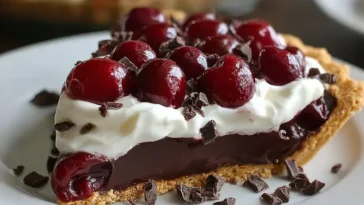 No-Bake Chocolate Cherry Pie Slice