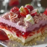 No-Bake Strawberry Crunch Cake Close-Up