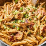 One Pot Creamy Cajun Chicken Pasta Dish Ready to Serve