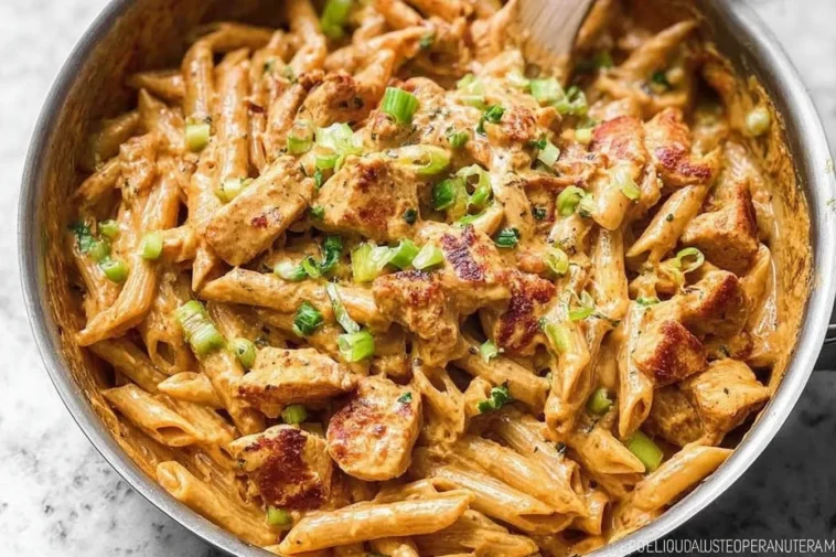One Pot Creamy Cajun Chicken Pasta Dish Ready to Serve