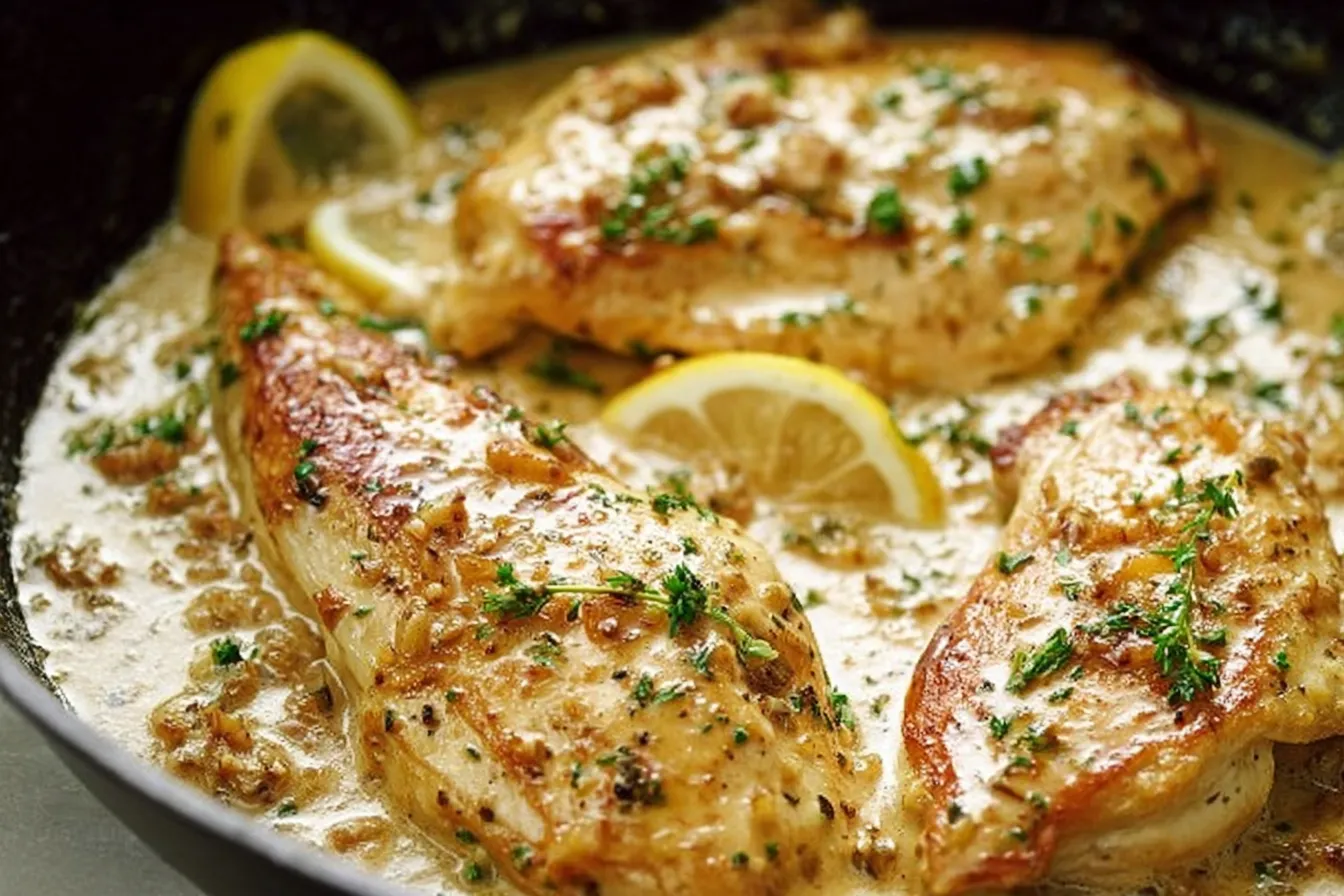 One Skillet Chicken with Lemon Garlic Cream Sauce Delight 3 One Skillet Chicken with Lemon Garlic Cream Sauce Ready to Serve