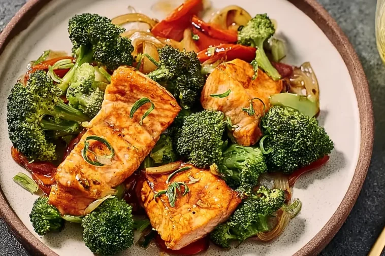 Delicious One-Skillet Garlicky Salmon & Broccoli