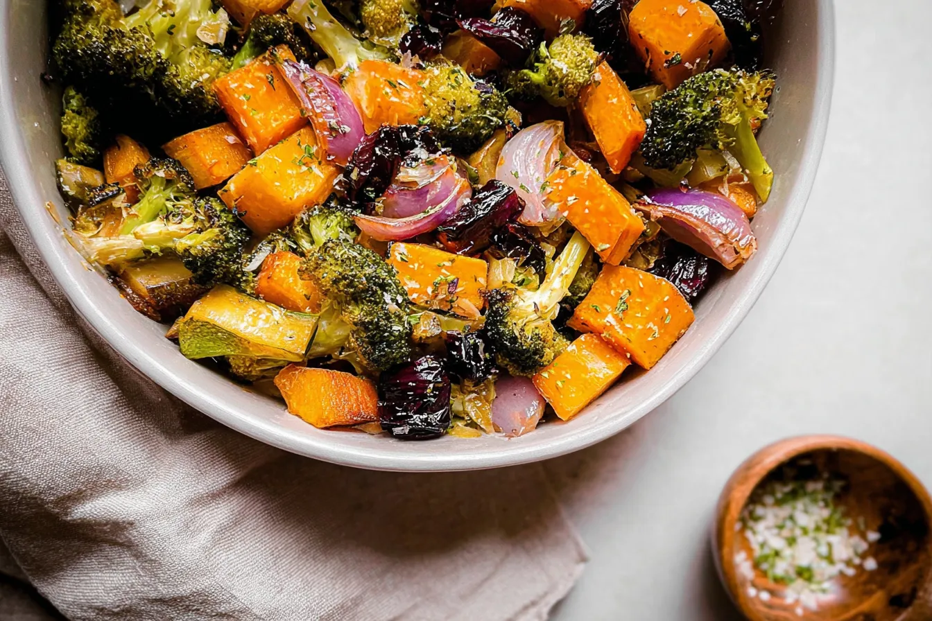 Oven Roasted Vegetables: A Deliciously Easy Recipe 3 Colorful Oven Roasted Vegetables on a Baking Sheet
