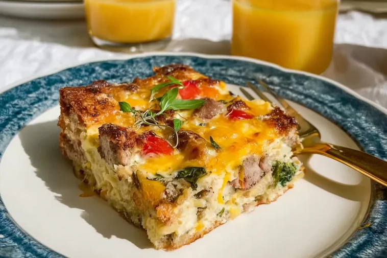 Delicious Overnight Breakfast Casserole Ready to Serve