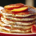 Fluffy Peach And Poppyseed Sour Cream Pancakes