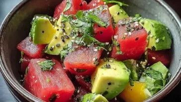 Vibrant Avocado Watermelon Salad in a Tasty Bowl