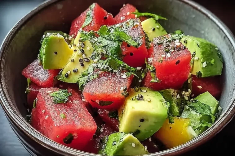 Vibrant Avocado Watermelon Salad in a Tasty Bowl