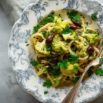 Romanesco Cauliflower Pasta with Olives, Capers, and Parsley Dish
