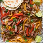 Colorful Sheet Pan Steak Fajitas Ready to Serve