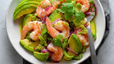 Colorful Shrimp Avocado Salad Platter