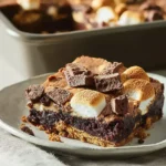 S'mores Brownies Drizzled with Chocolate Sauce