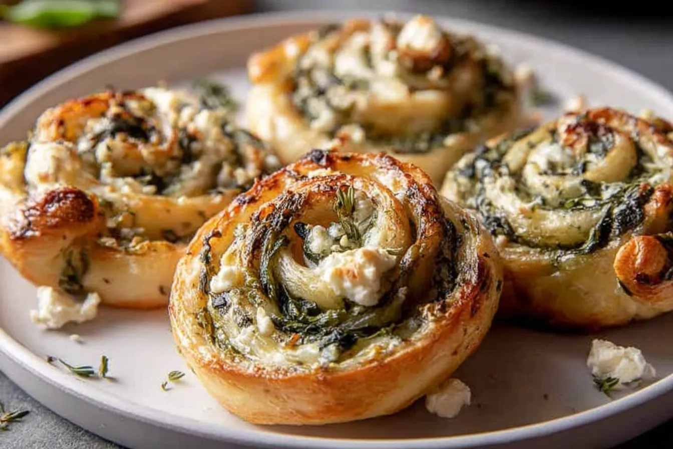 Spinach Artichoke Swirls – Easy Party Appetizer Recipe 3 Delicious Spinach Artichoke Swirls Ready for Serving