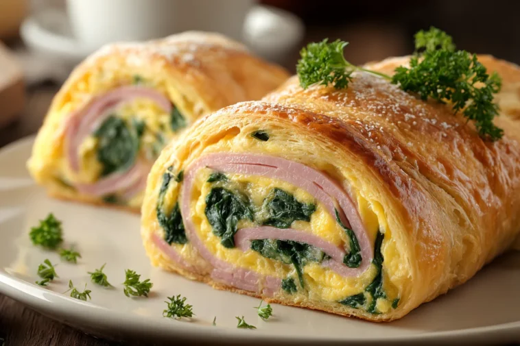 Spinach Ham Breakfast Roll Freshly Baked