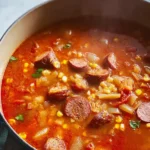 Texas Cowboy Stew in a Bowl with Fresh Herbs