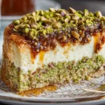 Baklava Pistachio Cheesecake Slice