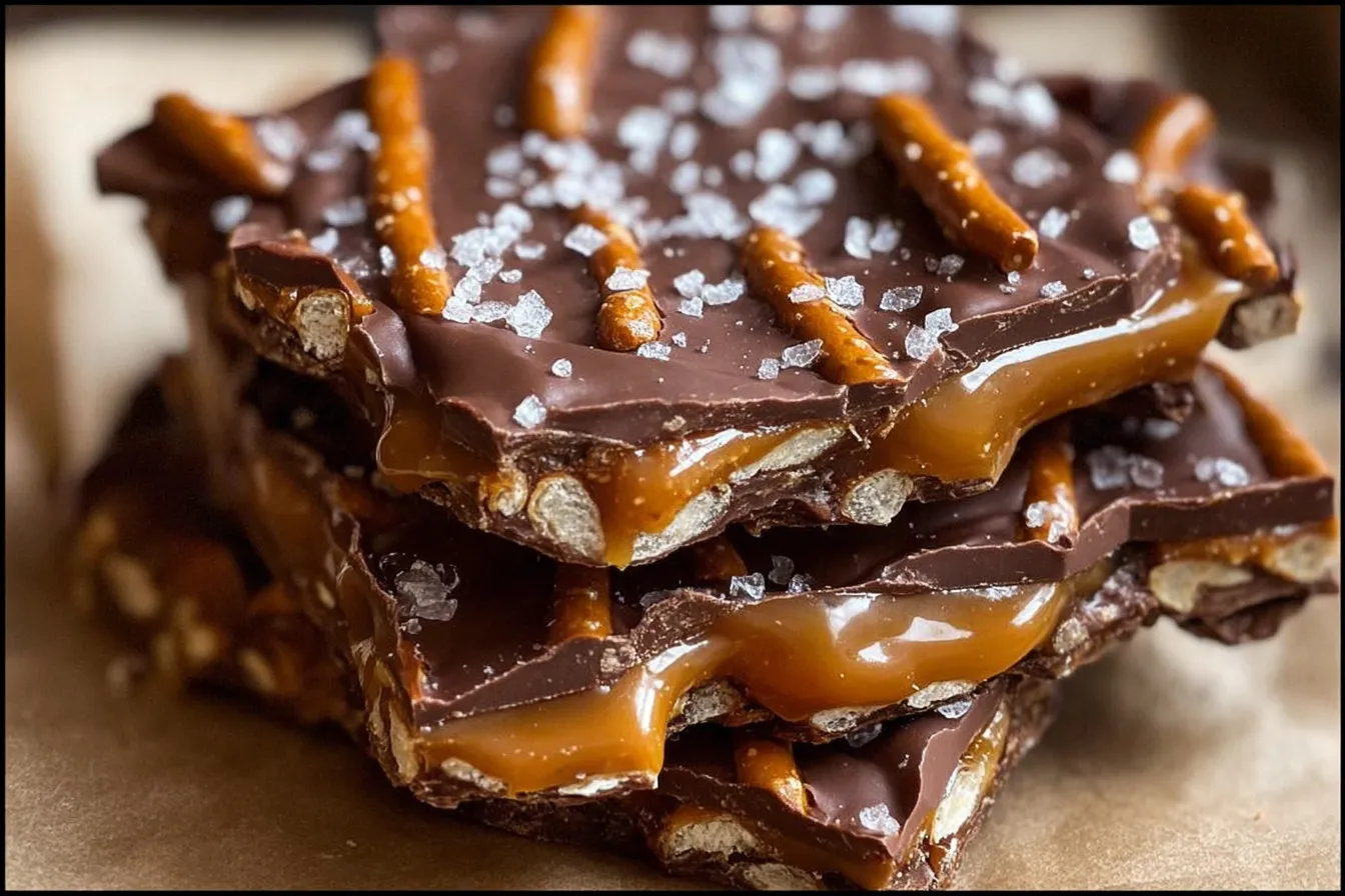The Best Salted Caramel Pretzel Bark