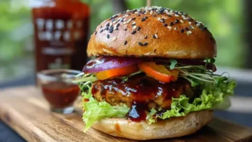 Delicious Tortilla Burger with Teriyaki Glaze