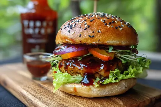 Delicious Tortilla Burger with Teriyaki Glaze