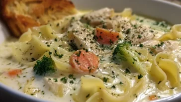 Delicious Bowl of White Chicken Lasagna Soup