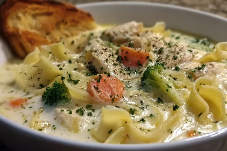 Delicious Bowl of White Chicken Lasagna Soup