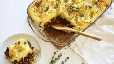 1-Hour Vegan Shepherd’s Pie Ready to Serve